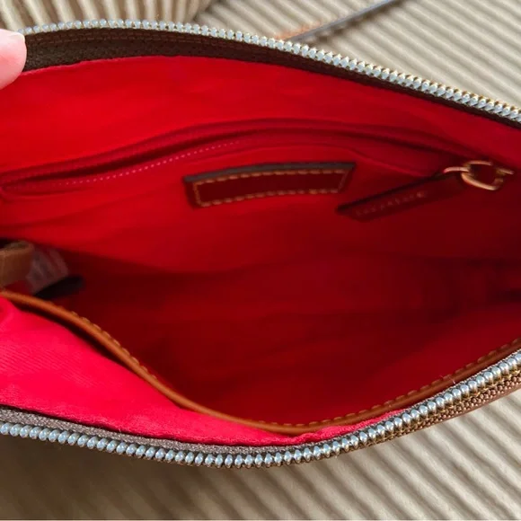 Dooney & Bourke Brown canvas w/leather Crossbody Pouchette - EUC - Picture 9 of 12